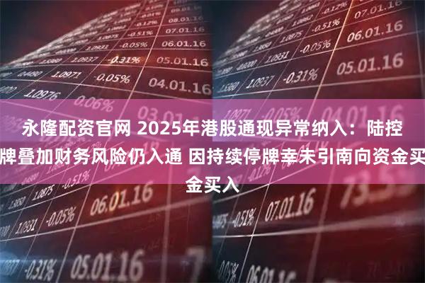 永隆配资官网 2025年港股通现异常纳入：陆控停牌叠加财务风险仍入通 因持续停牌幸未引南向资金买入